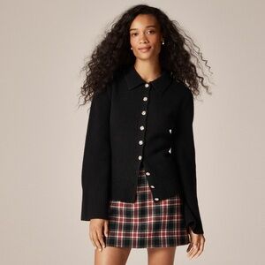 J. Crew Milano-stitch cinched-waist cardigan with embellished buttons